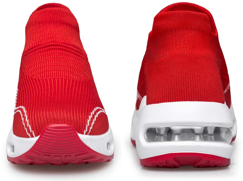 DOUSSPRT Womens Walking Shoes Slip on Sock Sneakers Lady Girls Nurse Mesh Air Cushion Platform Loafers Fashion Casual Running Red US Size 8.5 - Image 2